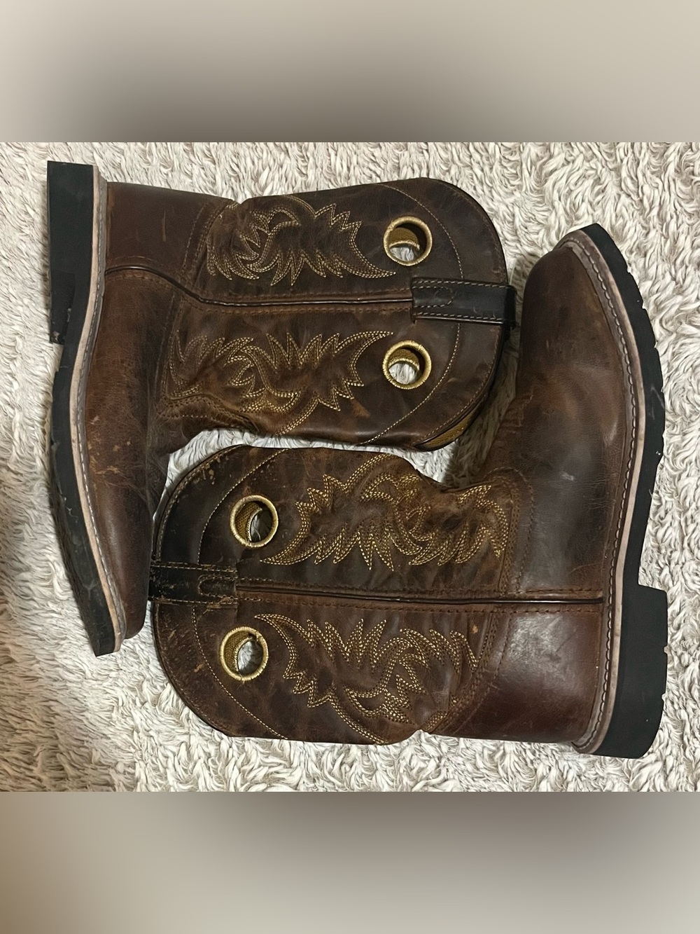 Classic Brown Leather Cowboy Boot for Boys